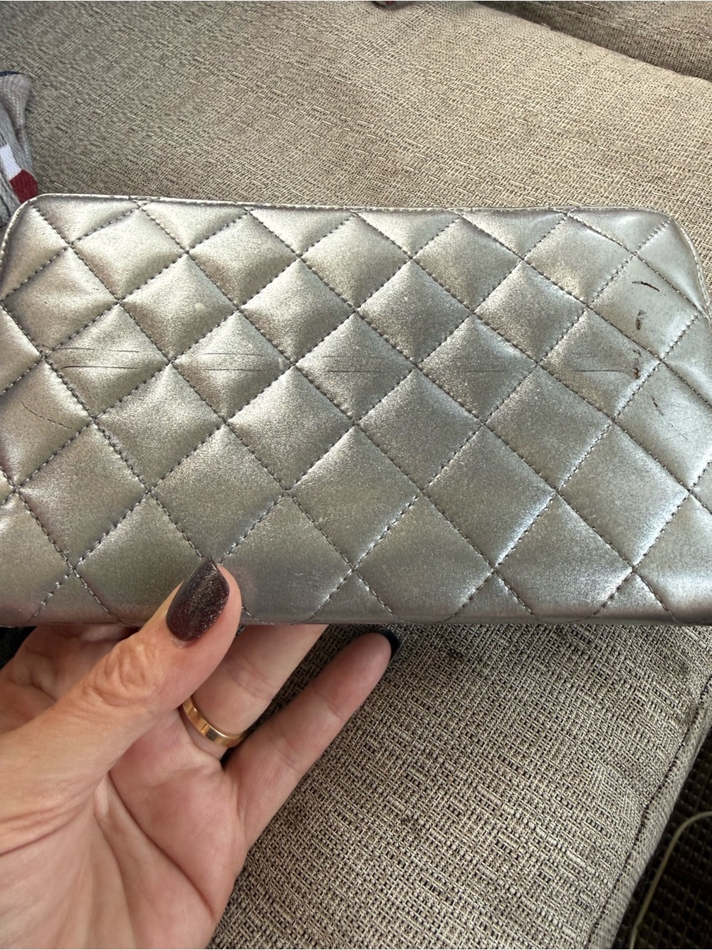 CHANEL Metallic Silver Quilted Wallet- PRICE REDUCED- SEE PHOTOS - Picture 11 of 11